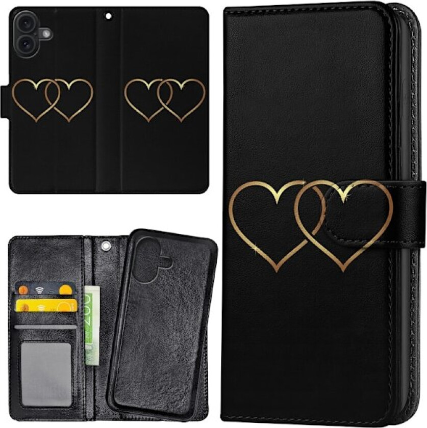 iPhone 16 Plus - Lommebok Deksel Double Hearts
