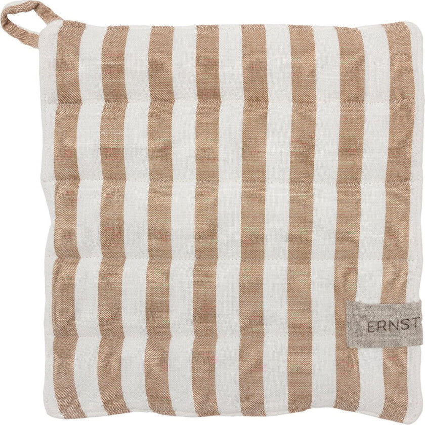 Ernst gryteklut, bred stripe 23x25 cm Karamell-hvit