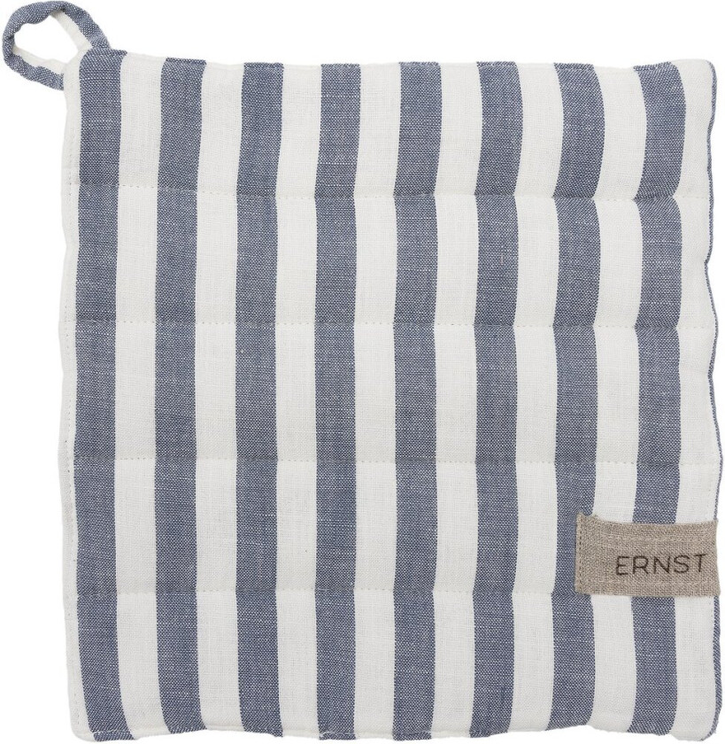 Ernst gryteklut, bred stripe 23x25 cm Blå-hvit