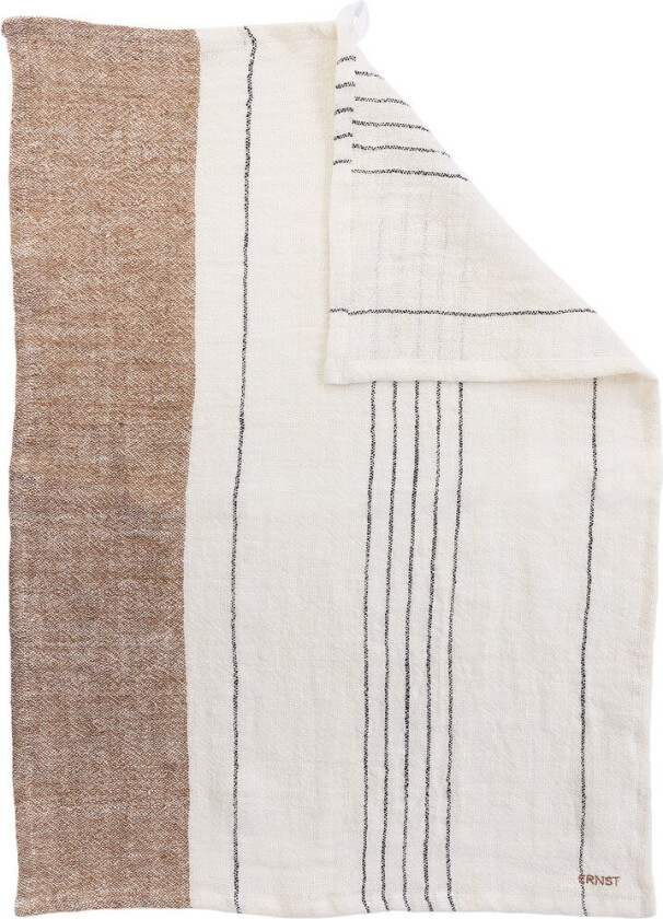 Ernst kjøkkenhåndkle i halvlin 47x70 cm Multistriper hvit