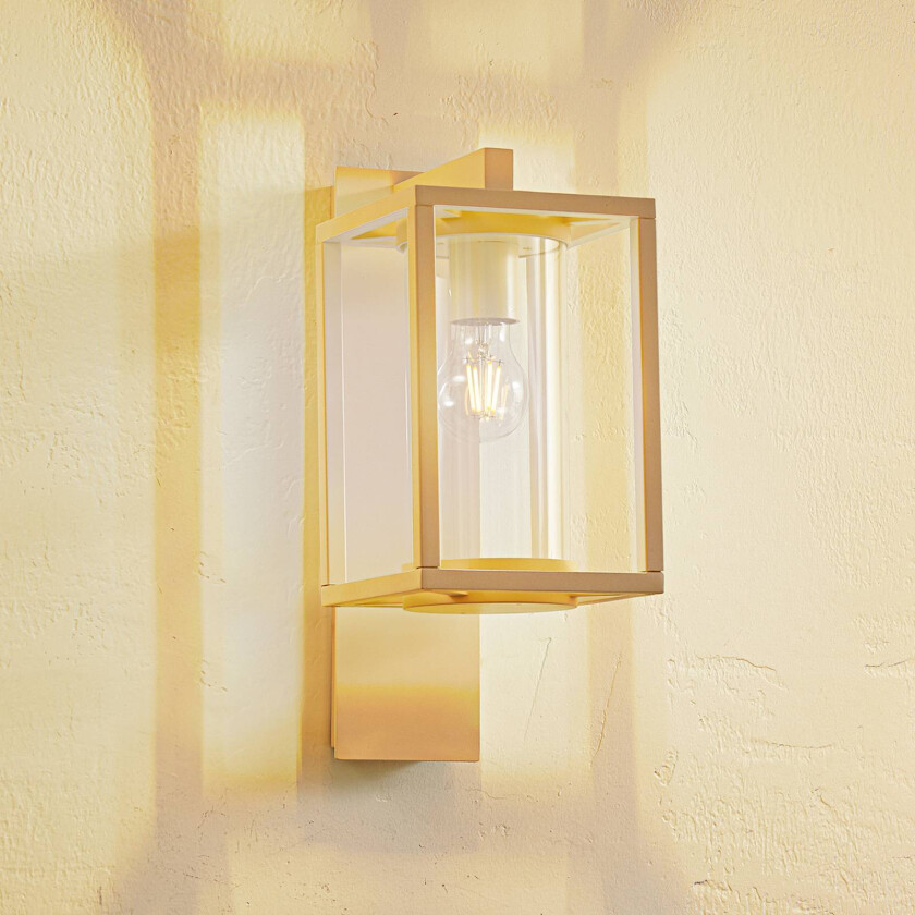 Lucande utendørs vegglampe Ferda, pendel, beige, glass, E27
