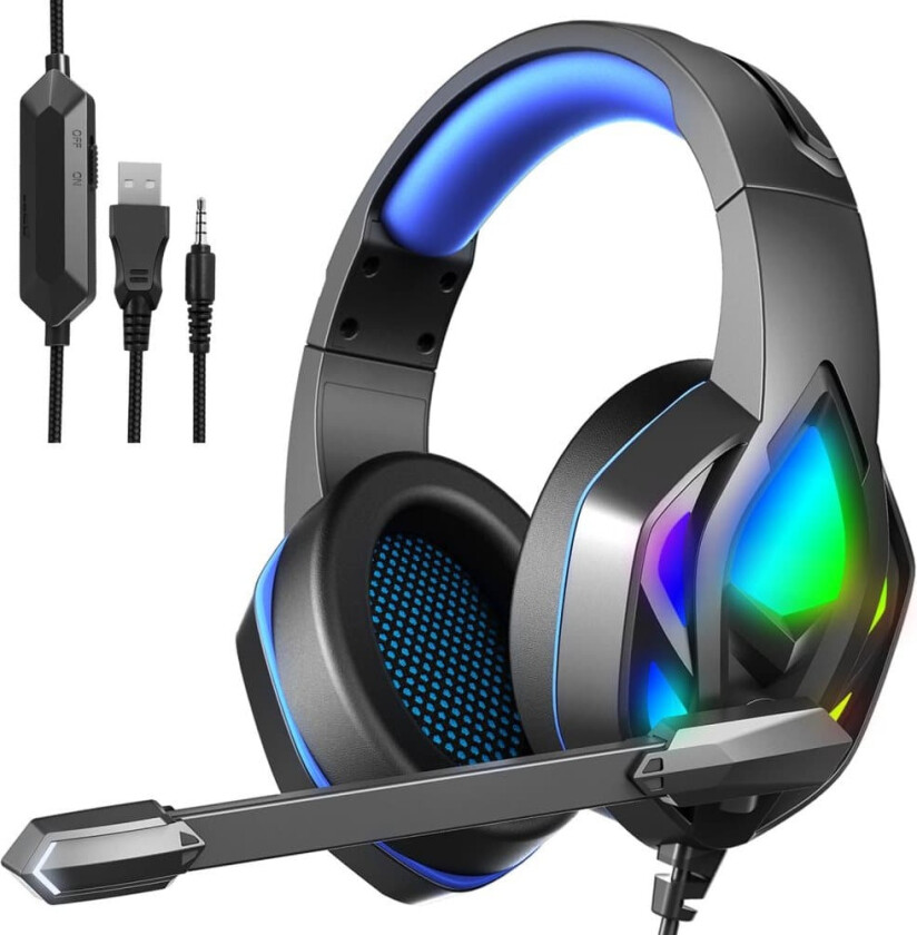 H100 Gaming Headset / Kablet over-ear hodetelefoner Svart + blå