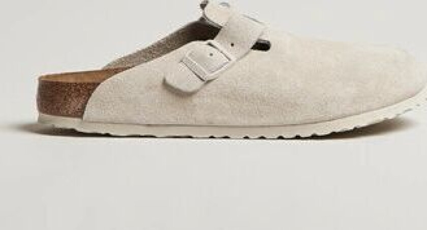 BIRKENSTOCK Boston Soft Footbed Antique White Suede