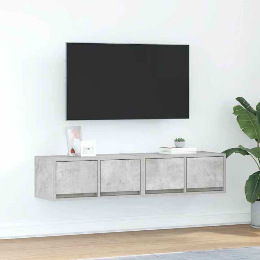 TV-benker 2 stk betonggrå 60x31x25,5 cm konstruert tre
