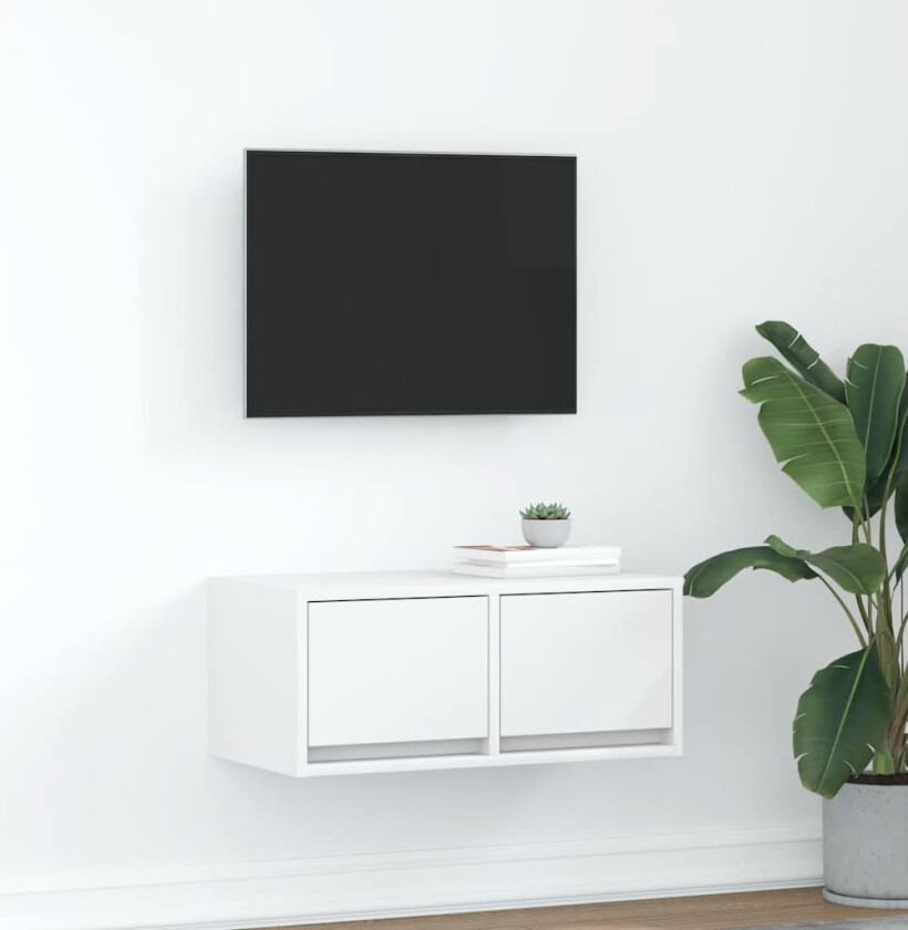 TV-benk hvit 60x31x25,5 cm konstruert tre