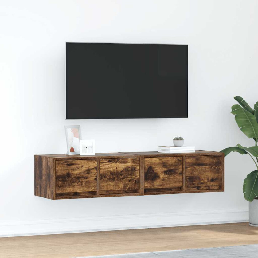 TV-benker 2 stk røkt eik 60x31x25,5 cm konstruert tre