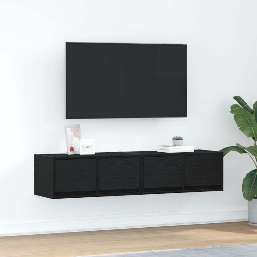 TV-benker 2 stk svart eik 60x31x25,5 cm konstruert tre