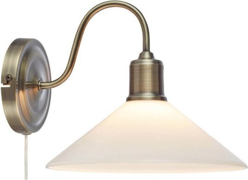 Vela vegglampe 21 cm antique messing/hvit