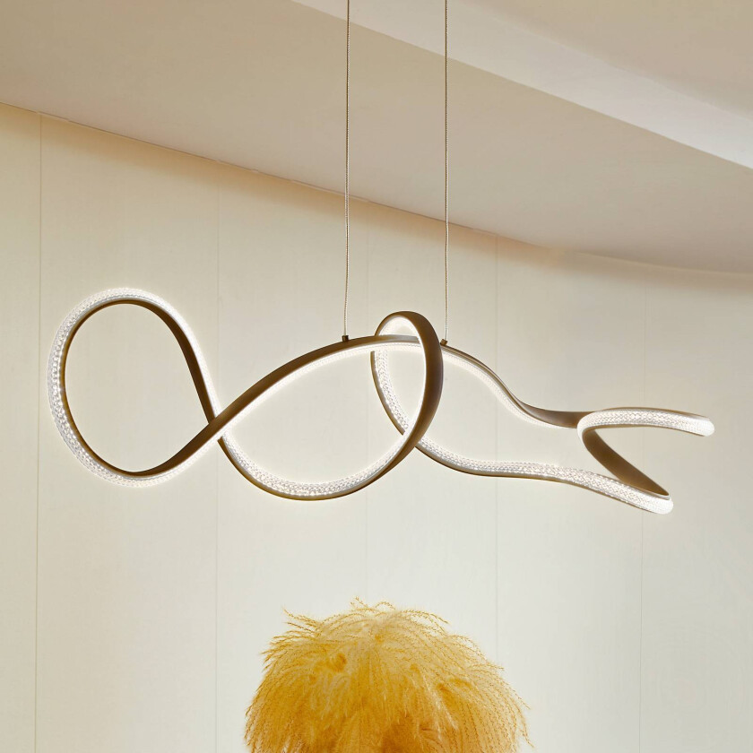 Lucande LED-hengelampe Rodado, svart, 110 cm, aluminium