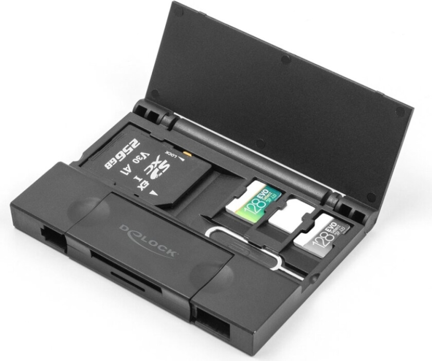 Delock Kortleser Usb 5 Gbps Usb Type-C / Type-A For Sd- Og Micro Sd-Minnekort Med Praktisk Minnekortveske