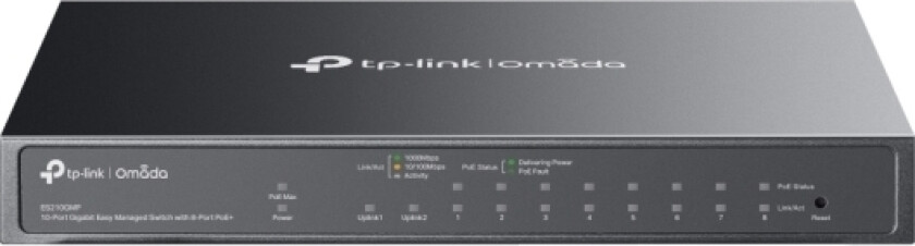 Tp-Link Omada Es210gmp, Hanterad, Gigabit Ethernet (10/100/1000), Strömförsörjning Via Ethernet (Poe) Stöd, Monteringsbar På Väggen