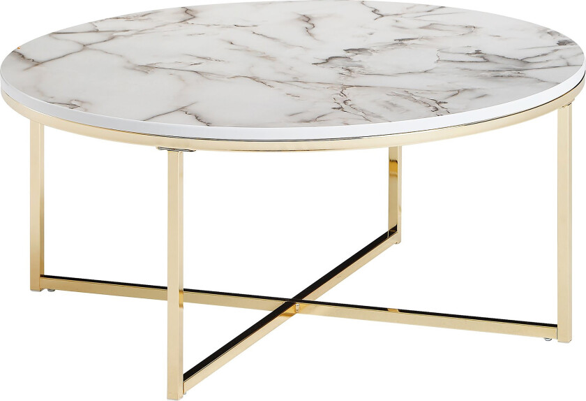 Sofabord Clanton 80 cm Rundt - Hvit/Grå/Gull