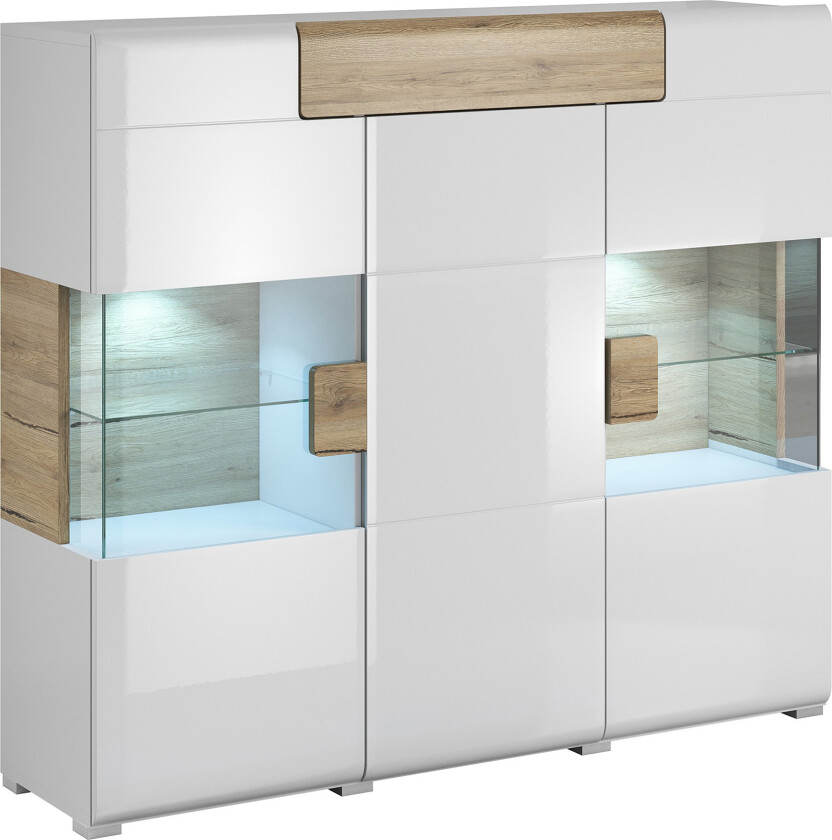 Sideboard Aureas - Eik/Hvit høyglans