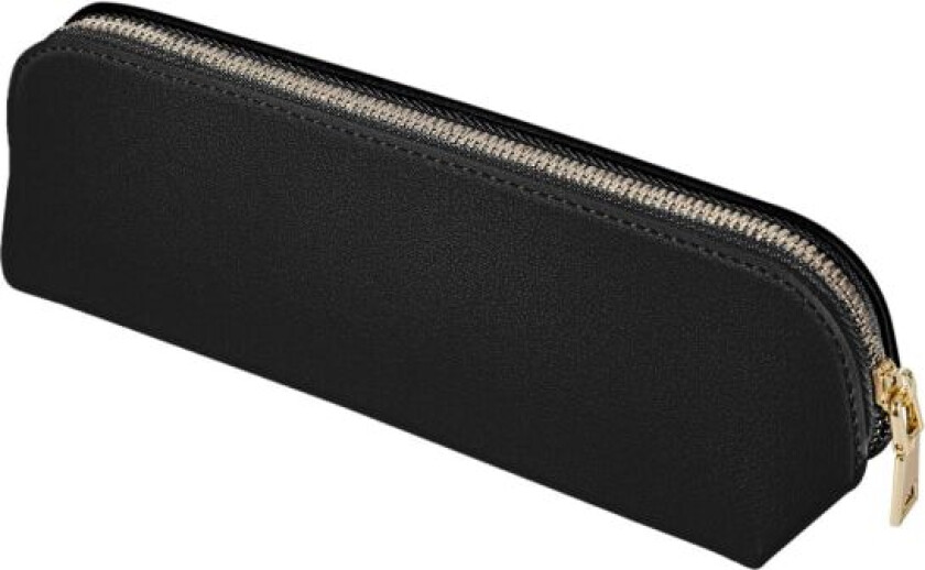 Lær Pennal Etui Slank Design Penneveske med Metallisk Glidelås Lommestørrelse for Student Kontor Høyskole Mellomskole
