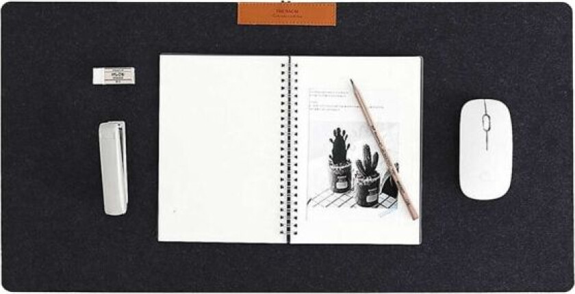 Skrivebordsmatte 80x30cm svart teppe - stor musematte svart