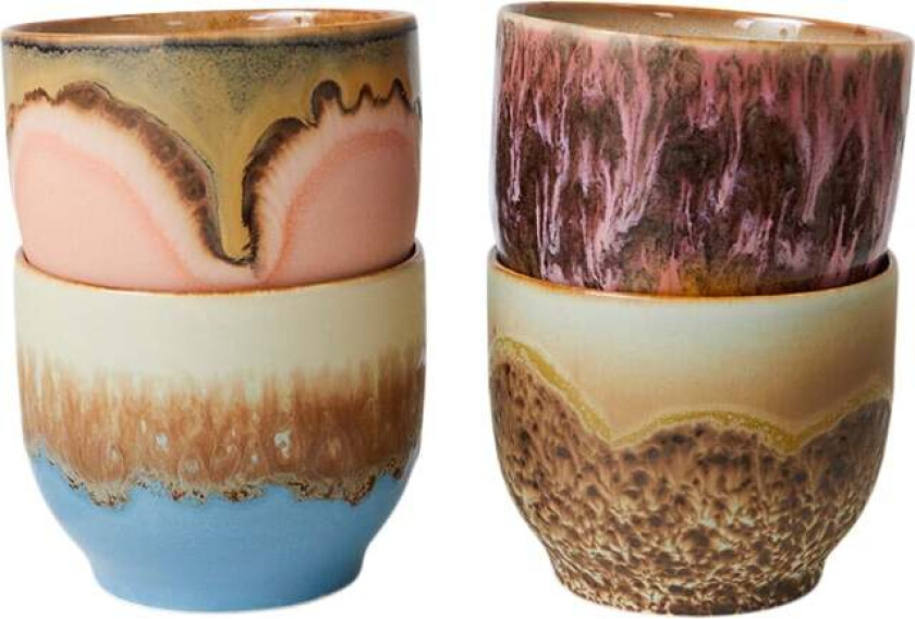 70s Ceramics Café Cups Lagoon set of 4 - Kopper Med Håndtak