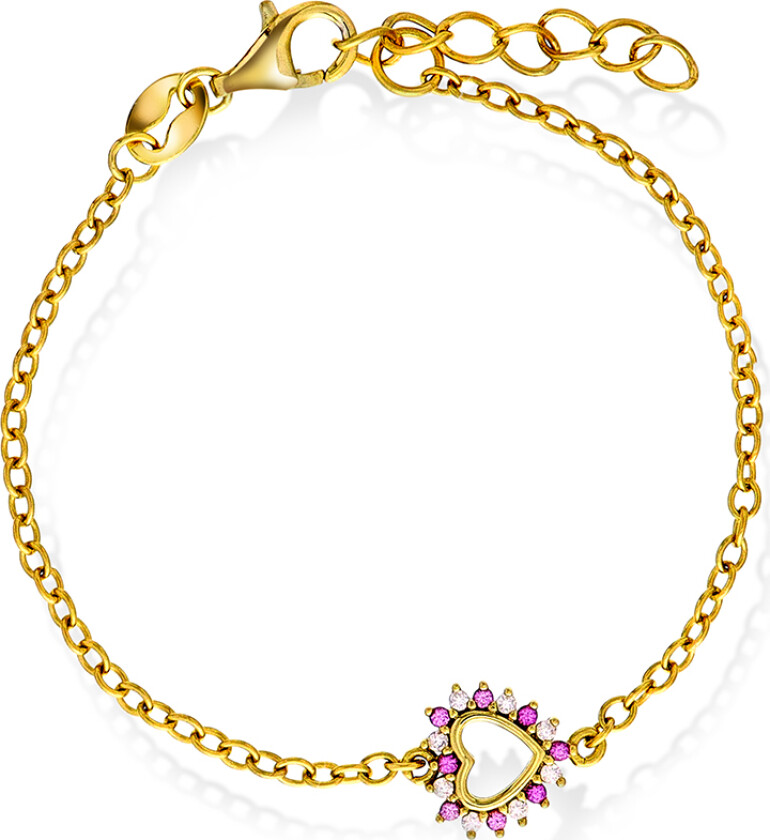 Armbånd til barn i forgylt 925 sølv med hjerte og zirkonia