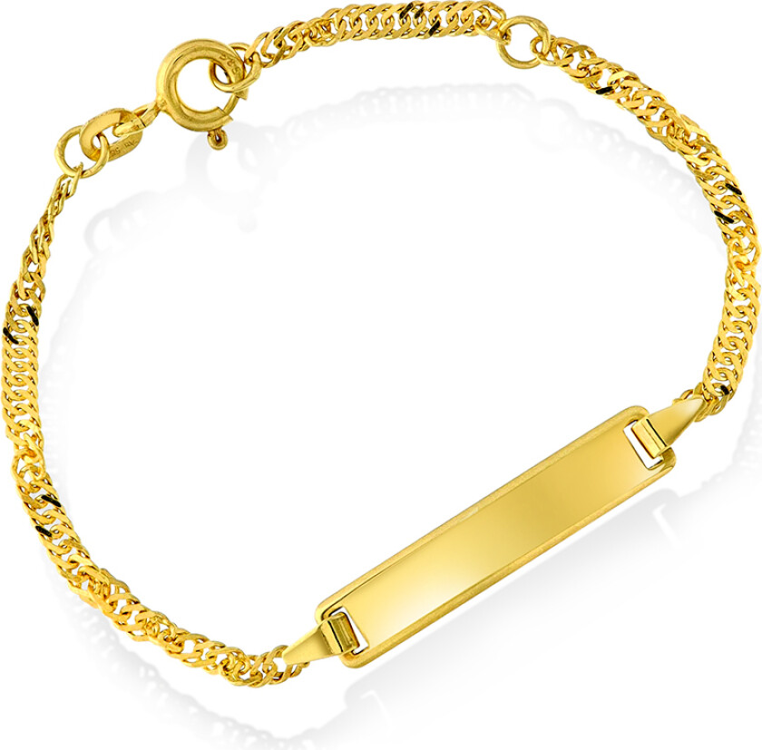 Armbånd til barn i 585 gult gull med graveringsplate