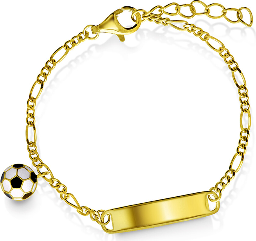 Armbånd til barn i forgylt 925 sølv og fotball