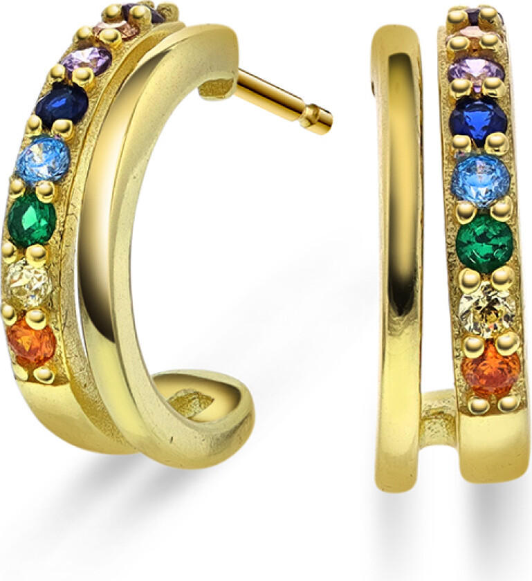 Øredobber i forgylt 925 sølv med farget zirkonia