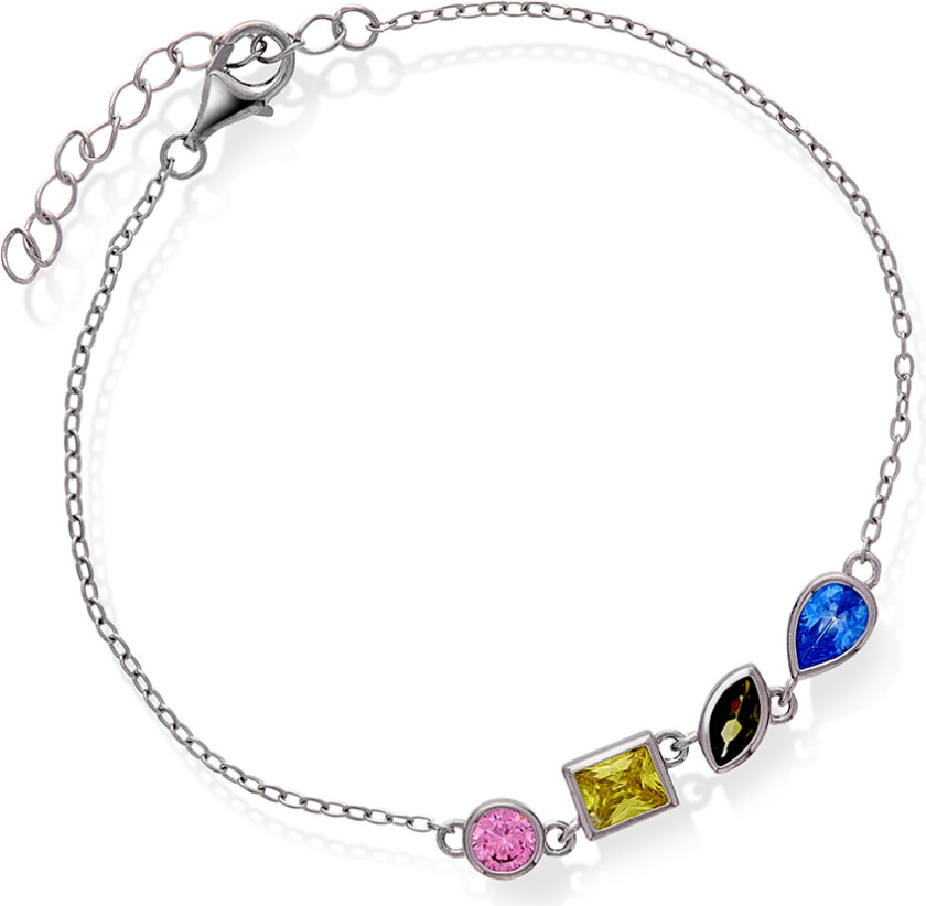 Armbånd i 925 sølv med farget zirkonia