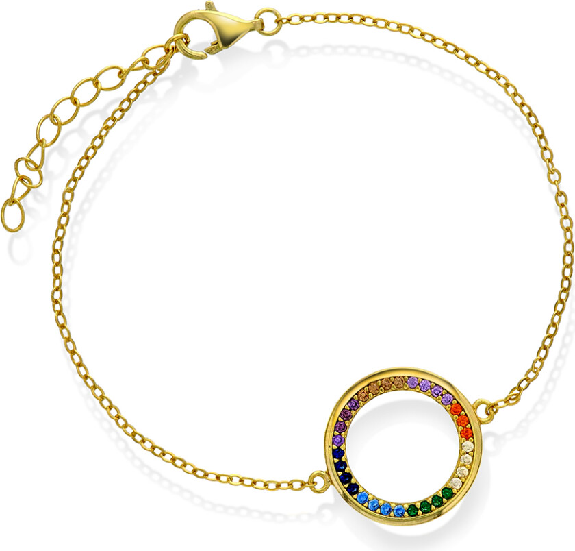 Armbånd i forgylt 925 sølv med farget zirkonia