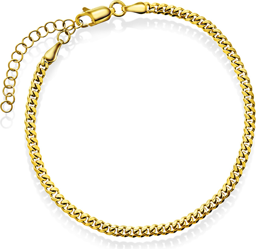 Panser armbånd i forgylt 925 sølv, 19 cm