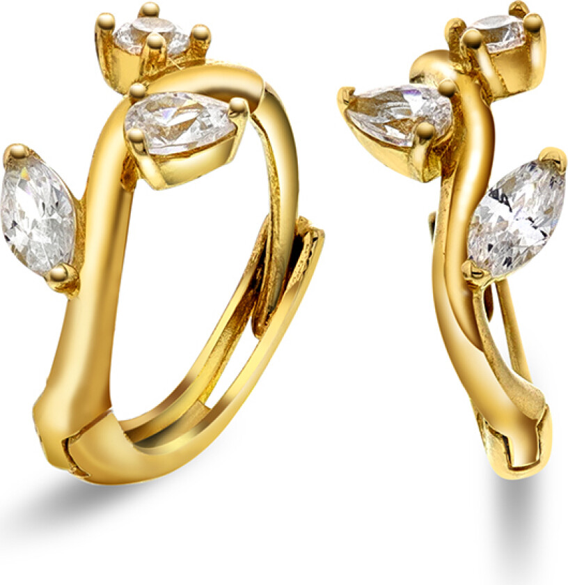 Øreringer i 585 gult gull med zirkonia