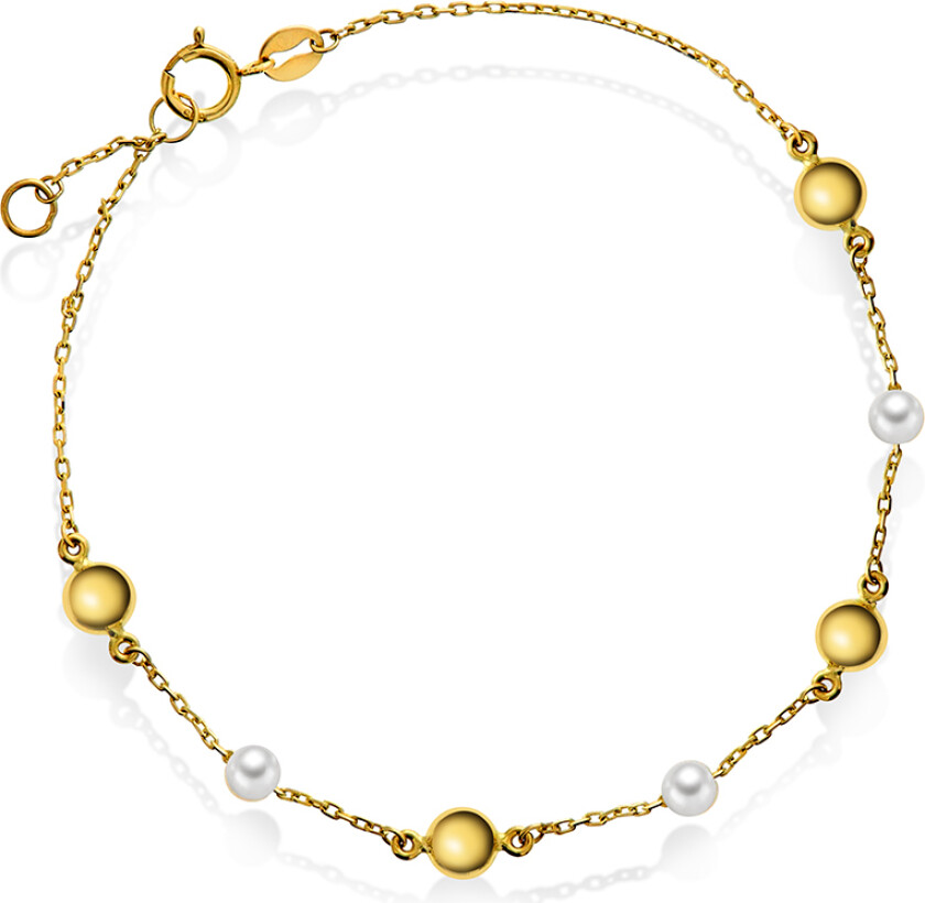Armbånd i 585 gult gull med ferskvannsperler