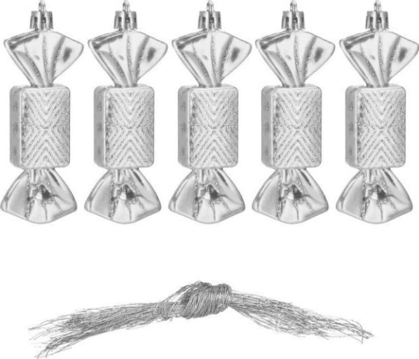 Springos Juletrekuler 5 Stk Julepynt Karameller 8Cm Sølv Universal