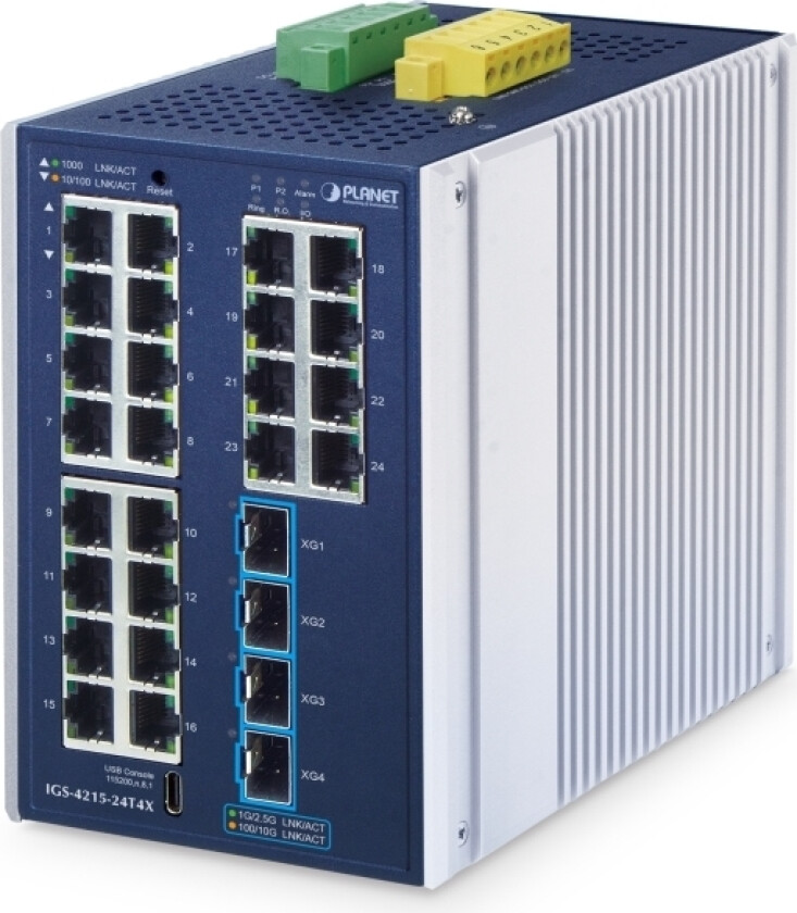 Bilde av Planet Industrial L2+ 24-Port Managed Switch Igs-4215-24T4x L2+ Gigabit Ethernet (10/100/1000) Aluminium, Blue