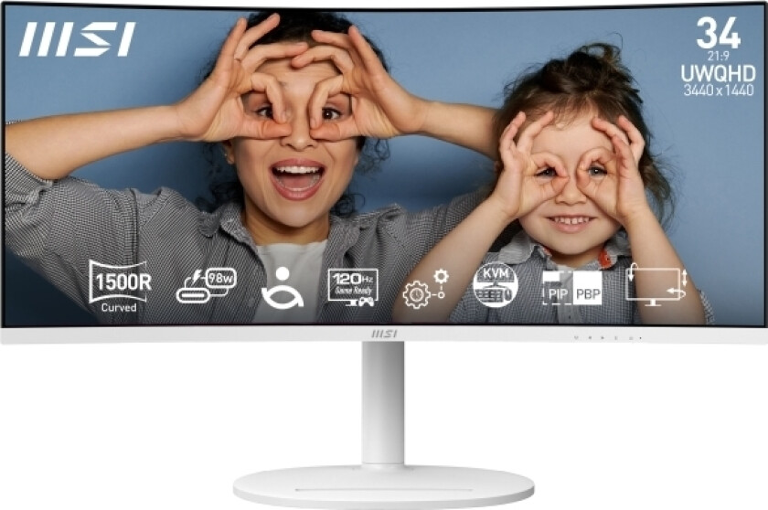 Msi Modern Md342cqpw, 86,4 Cm (34"), 3440 X 1440 Pixlar, Ultrawide Quad Hd, 1 Ms, Vit