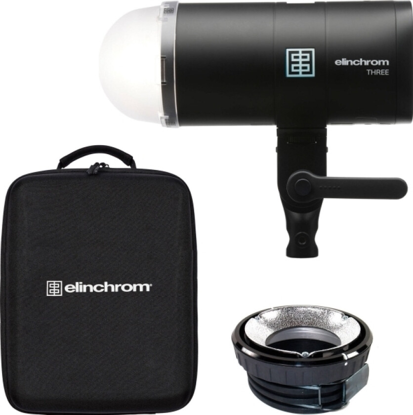 THREE Off-Camera Flash Kit 260Ws, USB-C ladbar LiIon batteri.