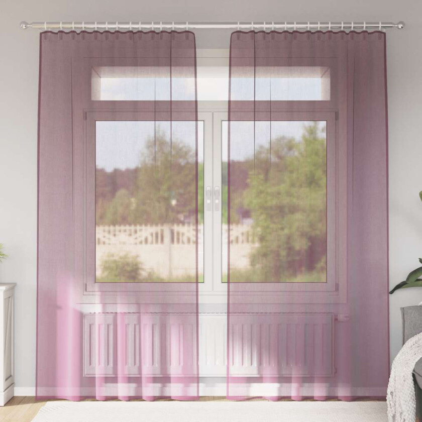 Voilegardiner med hemper 2 stk lilla 140x245 cm