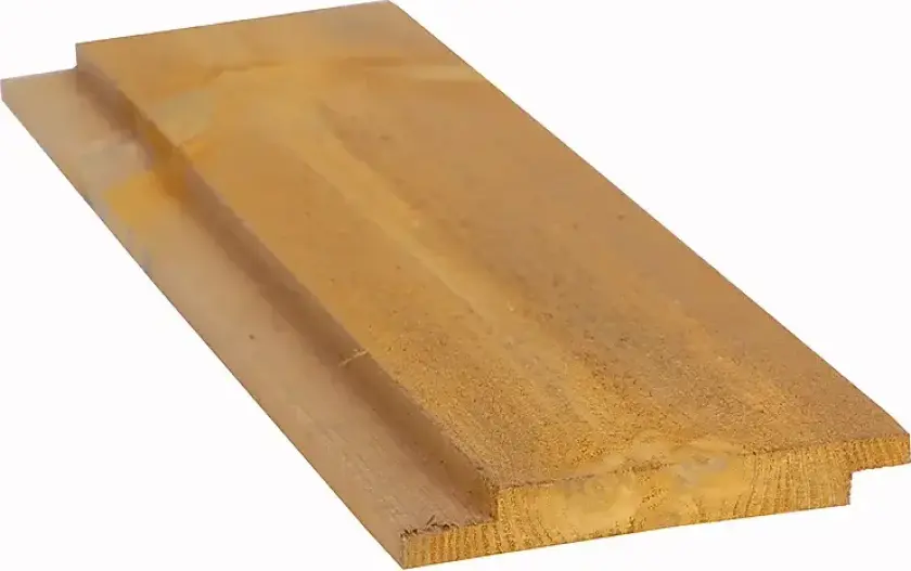 Dobbelfals rettkantet med endepløying 19 x 123 cm oker