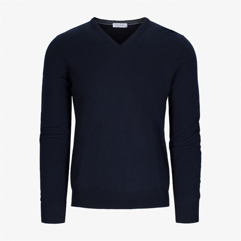 V-Neck Merino - Navy Blå 48