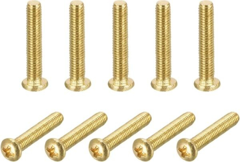 10 Pakk Messing Maskinskruer, M3 x 16mm, Phillips Hode Festemiddel