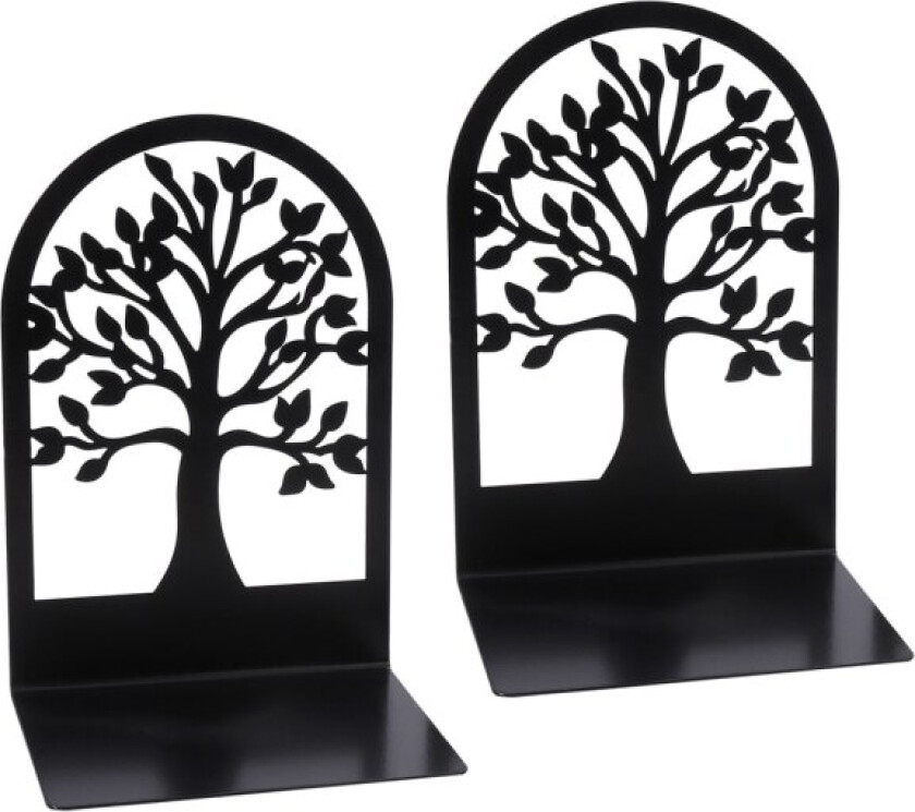 Livets tre dekorative bokstøtter, kraftige metallbokstøtter, svarte