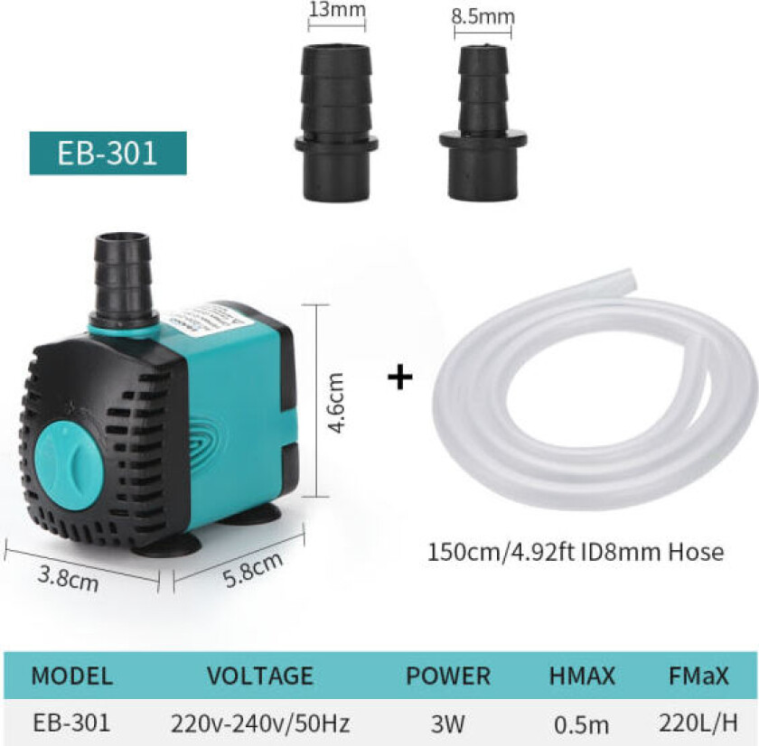 4 stk. nedsenkbar vannpumpe, akvariepumpe justerbar ultralyd