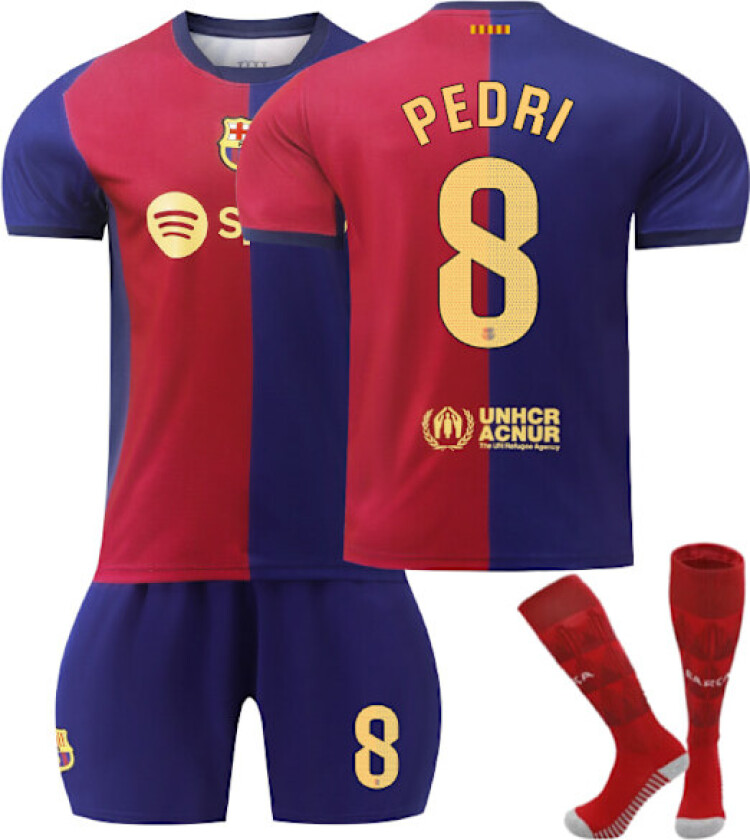 Barcelona Hjemme Fotballdrakt Barn 2024-2025 Hjemmebane PEDRL Nr. 8 - Sokker 26 No. 8 - Socks 26