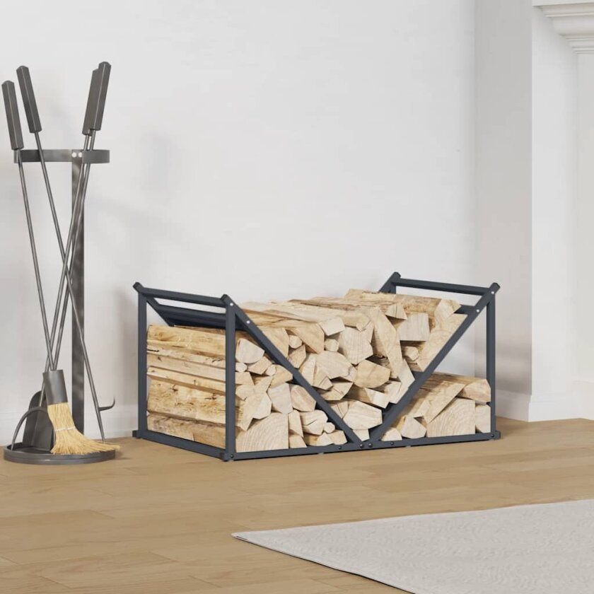 Vedstativ antrasitt 70x43x34,5 cm kaldvalset stål