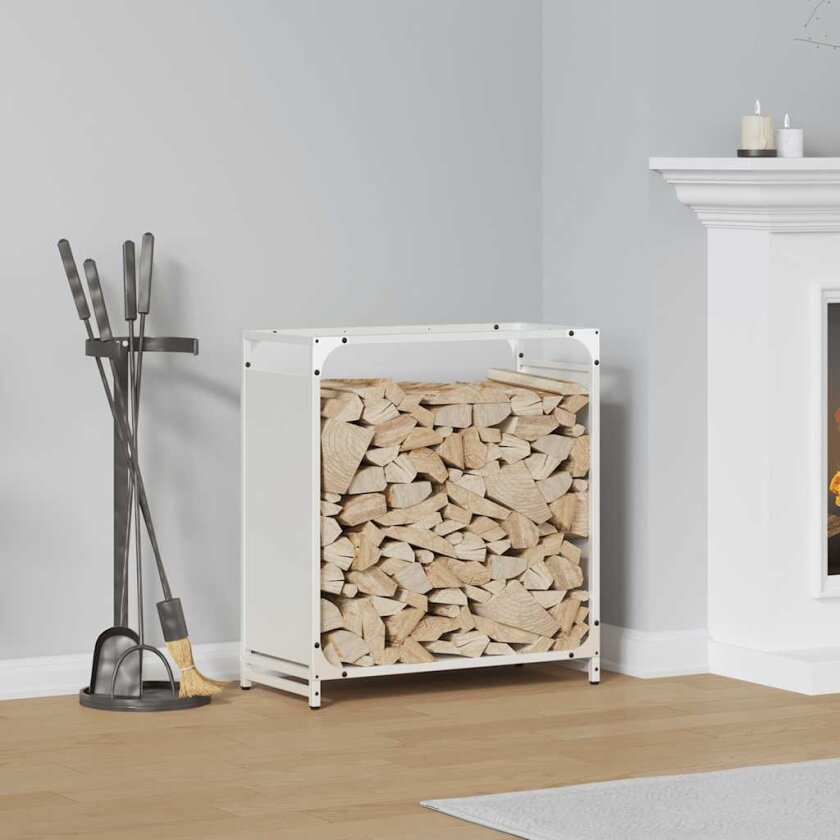 Vedstativ svart 60x28x65 cm kaldvalset stål