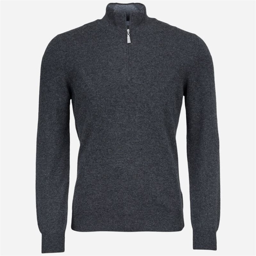 Half Zip Wool-Cashmere - Dark Grey Grå 48