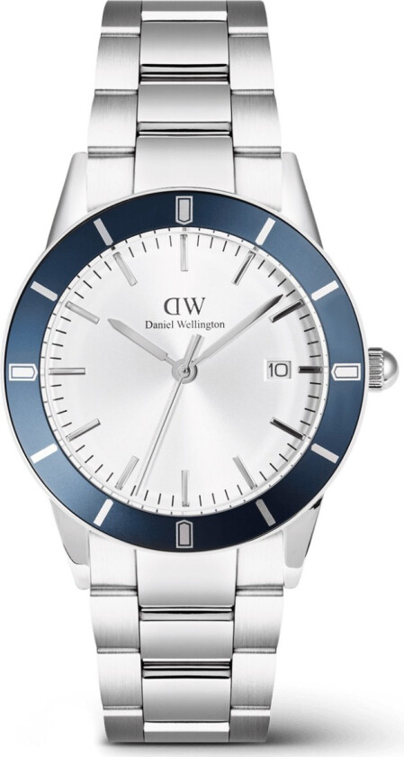 Iconic Paradigma Link Blue Bezel DW00100818 - Kvarts - Sølv - Herreklokker - Rustfritt stål - ledd m/pin - Mineral