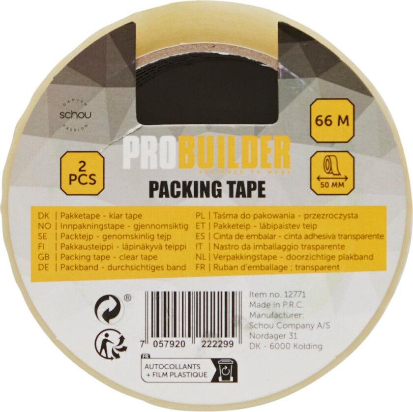 PROBUILDER PAKKETAPE 50MMX66M KLAR 2PK