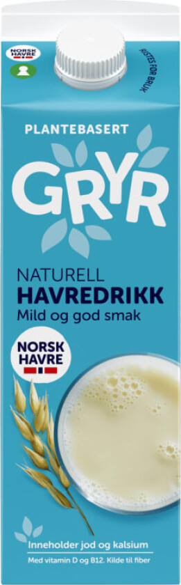 Gryr Havredrikk Naturell 1l Tine