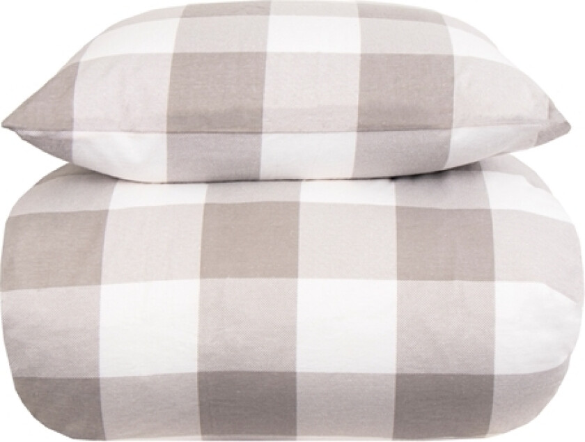 Sengetøy av flanell - 150x210 cm - rutete grå - 100% bomullsflanell - By Night sengesett