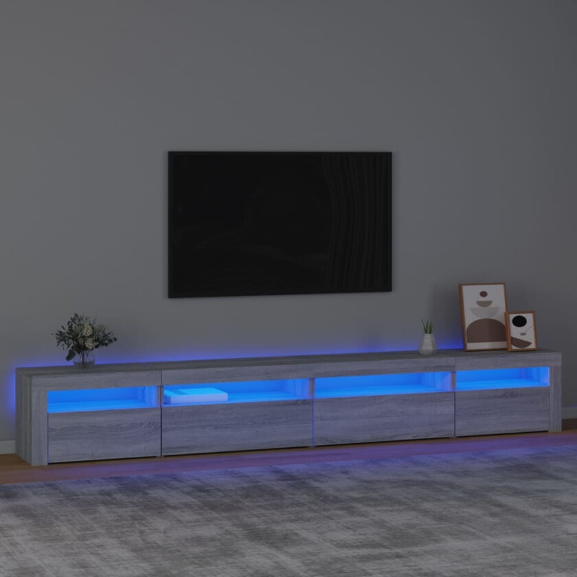 Bilde av TV-benk med LED-lys grå sonoma 270x35x40 cm