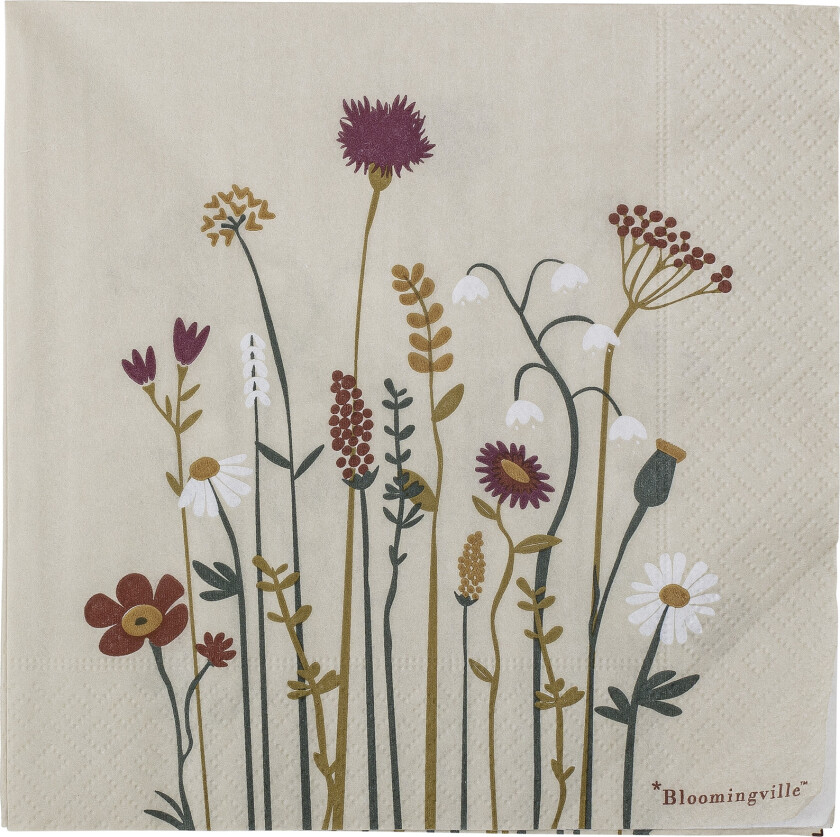 BLOOMINGVILLE Paige serviett, Natural, FSC® Mix, Papir, sett med 20 stk.