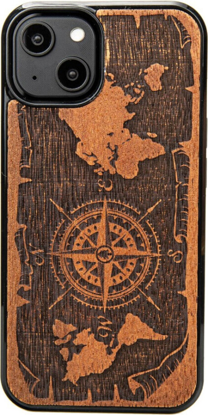 Bewood Compass Rose Deksel til iPhone 15 - Merbau